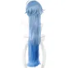 100 cm Genshin Impact Ganyu Cosplay Perücke Frauen Mädchen Hitzebeständige Synthetische Lange Blaue Farbverlauf Haar Perücken C47M168