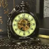 Montres de poche TIEDAN Steampunk luxe Antique squelette lumineux montre mécanique hommes chaîne collier affaires décontracté Fob