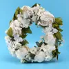 Fleurs décoratives 16 pouces pivoine hortensia couronne de fleurs artificielles porte avec feuilles vertes printemps pour mariage avant