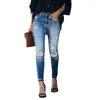 Damesjeans Dames Stretchy Hoge taille Rechte cargobroek voor been Gescheurde vriendjetaille Grote maat Brede denim