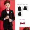 Suits Boys Black 007 Suit Kids Formal Blazer Clothing Set Gentleman Children Day Graduation Chorus Performance Dress Costume Drop Deli Dhb7O