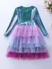 Dancewear Girls Long Sleeved Mermaid Cake Autumn Dress LH168 231031