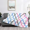 Blankets Cool Grid Print Creative Design Light Thin Soft Flannel Blanket Casual Summer Cute Cross Printed Chain Stripes Striped