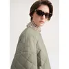 Women's Trench Coats 2023 Autumn And Winter Quilted Rhombic Pattern Cotton Irregular Hem Silhouette High-end Tapered Women Jacket