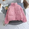 Women's Trench Coats Winter Short Down Padded Coat Ladies Corduroy Fabric Warm Stand Collar Cotton Thickened Bread