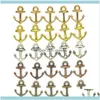 نتائج المكونات Jewelry1000pcs 14x19mm مجوهرات DIY Aessories 5 ألوان برونزية Sier Gold Color Alloy Vintage Ocean Anchor Charms284n