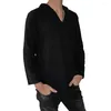 Men's T Shirts Men Casual Long Sleeve Shirt Hooded Deep V Neck T-shirt Loose Tshirt Male Clothes Fashion