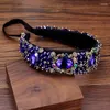 Grampos de cabelo vintage barroco azul real cristal frisado tiara headbands strass casamento headpiece nupcial jóias feminino luxo hairband