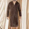 Vêtements de nuit pour hommes, peignoir en velours corail d'hiver, pyjama doux, moelleux, ultra confortable, fermeture éclair, capuche rembourrée, épaisse plus longue