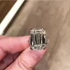 Luxury 100% 925 Sterling Silver Emerald cut 5ct Simulated Diamond Wedding Engagement Cocktail Women Moissanite Rings Fine Jewelry290S