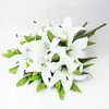 Dekorativa blommor 5st White Lily Artificial 38cm Bouquet Fake Plant Party Wedding Bridal Living Room Home Garen Decoration Real Touch