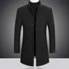 Misturas de lã masculina 2023 moda lazer boutique negócios cor sólida casaco fino trench jacket 231031