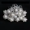 Bride's hair fork pin U-clip diamond pearl flower hairpin headdress rhinestone ornament 20 pcs boxes