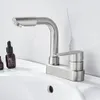 Robinets de cuisine, lavabo de salle de bains, robinet mitigeur d'évier en acier inoxydable 304, eau froide en céramique 2 trous, poignée unique 231030