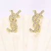 20Style 18k Gold Plated Luxury Designer Stud Earring Fashion Women Diamond Simple Letter Jewelry Earring Wedding Party Gift Jewelry