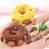 Nyckelringar söta stickade frukter Donut Keychain Sweet Keyrings Handmaking Weaved Bag Packback Pendant For Car Keys Accessories Creative