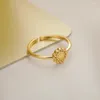 Cluster Ringen Mode Gouden Kleur Paar Zonnebloem Vintage Ring Eenvoudig Ontwerp Vinger Voor Vrouwen Meisjes Bruiloft Elegante Sieraden Gift