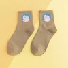 Chaussettes en coton pour femmes, tête amusante, mode japonaise, mi-tube, sport, loisirs, Kawaii, drôle, Harajuku