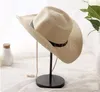 Casquette de paille pour hommes, Style Cowboy, casquettes de Jazz à large bord, chapeau de fête élégant, 5 couleurs unisexe, capuche de 58cm, chapeaux de soleil de plage, envoi de mer DD214