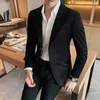 Ternos masculinos homem fino ajuste xadrez escritório blazer masculino moda terno jaquetas vestido de casamento casacos casual negócios homem jaqueta social