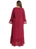 Ethnic Clothing Red Rayon Cotton Maxi Dress For Women Summer 2023 Striped Plus Size O Neck Short Sleeve Loose Casual Arabic Clothes