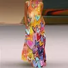 Casual Dresses S-5XL Women's Summer Dress 2021 Tryckt Floral Maxi Woman Bohemian Retro Long Sundress Plus Size Clothing FEMA274Y