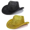 Bérets à large bord Cowboy Hat Festival Sparkly Disco Glitter Western Bedazzled Bling Sun Femmes Hommes