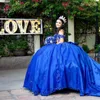 Luxury Vestido De 15 Anos Blue Quinceanera Dresses Applique Lace Beads Sweetheart Mexican Girls Sweet 16 Birthday Party Dress