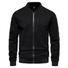 Mens Giubbotti Primavera Autunno Collare del basamento Giacca con cerniera casual Moda Uomo Sport Cappotto di colore solido Maschile Streetwear Bomber 231030