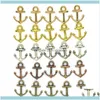 نتائج المكونات Jewelry1000pcs 14x19mm المجوهرات DIY Aessories 5 ألوان برونزية Sier Gold Color Alloy Vintage Ocean Anchor Charms325C