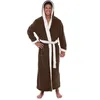 Men's Sleepwear 2023 Splicing Thickend Bathrobe Plush Hooded Long Clothes Coat Robe Lengthened Winter Home Night Gown