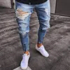Męskie dżinsy Slim Fit Rippee Men Streetwear Zakotwórcze chłodne dżinsowe joggery kolanowe Otwory umyte zniszczone spodnie z zamkiem błyskawicznym256U