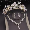 Set di gioielli da sposa Splendidi diademi di farfalle Set di gioielli da sposa e set di collane girocollo con fiori a corona Set di gioielli da sposa per matrimonio Accessori 231030