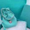 Tiffanylris Charm Bracelets Designer Popularlanfuni Enamel Blue Red Heart Sier Heart-shaped Fashion Versatile Student Bracelet Female Crek