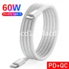 12W 60W Szybkie szybkie kable ładowania Typ C USB C Kabel 1m 2M linia przewodu dla Samsung S8 S9 S10 S20 Uwaga 20 HTC M1