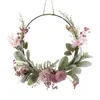 Decorative Flowers Flower Wreath Pink Purple Orchid Chrysanthemum Gypsophila Hoop Colorful Front Door Hanger Decorations For Spring Summer