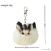 Mobiltelefonkedjan Ny imitation Rabbit Hair Little Cat Pend Pälspåse Bil Pendant Cute Animal Plush Keychain R231031