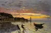 Dra en båt i land, Honfleur av Claude Monet berömd konst reproduktionslandskap oljemålning på duk för badrumsvägggåvor