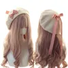 Baretten Japanse meisjes Dames Strik Schilder Hoed Lolita Zachte Zoete Franse Baret Cap Kawaii Preppy Stijl Vrouwelijke Casual Effen Kleur Kunstenaar Hoed 231031