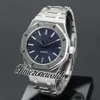 41mm neue blaue Textur automatische Herrenuhr 15400 Edelstahlarmband Stick Marker Datum Herrenuhren Timezonewatch Z16b