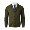 Giacche da donna Cardigan da uomo con collo a scialle Maglione slim fit lavorato a trecce con bottoni in lana merino con tasche 231031