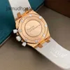 AP 스위스 럭셔리 손목 시계 로얄 AP 오크 오프 쇼어 시리즈 18K 로즈 골드 오리지널 다이아몬드 자동 기계 여성 시계 26092OK 37mm Vezn
