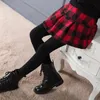 Spodnie Gilrs Plaid Culottes Winter Girl Leggings Dziewczyny spódnicze spódnice spódnica dziewczyny ciepłe plus aksamit grube spodnie dla dzieci legginsy butowe 231030