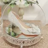 Dress Shoes Rimocy Luxury Shiny Crystal Wedding Shoes Women Pearl Bowknot Thin Heels Pumps Woman Shining Pointed Toe High Heel Bridal Shoes 231030