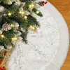 Décorations de Noël 1PC Fête de Noël Blanc Accueil Peluche Arbre Ornement Jupe Décoration Tapis pour sous