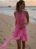 Pregas mini para mulheres decote em v profundo flor oco vestidos femininos rendas até sem costas sexy vestido de praia verão