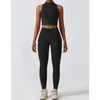 Aktiva uppsättningar S - XL Women Yoga Suit Zipper Sports Vest High midjebyxor med fickor Täta tankar Gym Fitness Set Streetwear A124