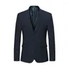 Herrenanzüge Gestreifte Männer Blazer Jacken 2023 England Stil Blau Grau Anzug Mantel Mode Slim Fit Business Casual Jacke