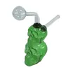 Mini brûleur à mazout en verre multicolore Bong double crâne en forme de cendrier créatif narguilé chicha fumer conduite d'eau mini barboteur Dab plates-formes pour fumer avec des pots d'huile