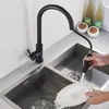 Robinets de cuisine robinet noir deux fonctions mitigeur extractible et robinets d'eau froide montés sur le pont 231030